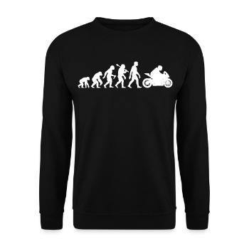 Motorrad Evolution Motorradfahrer lustiger Biker - Unisex Pullover - Schwarz - Vorne - Alina (178cm) & Michal (187cm)