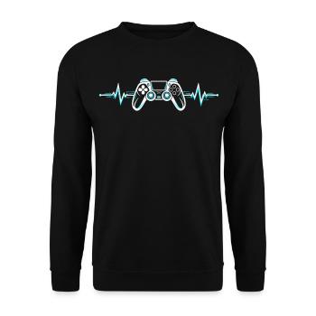 Herzschlag Gaming Controller Neon Gamepad - Unisex Pullover - Schwarz - Vorne - Alina (178cm) & Michal (187cm)