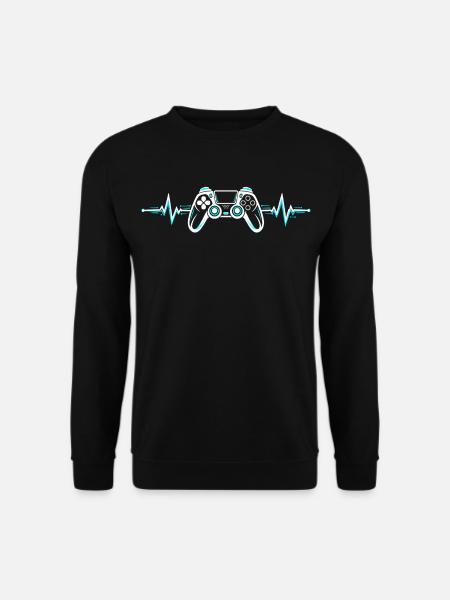 Herzschlag Gaming Controller Neon Gamepad - Unisex Pullover - Schwarz