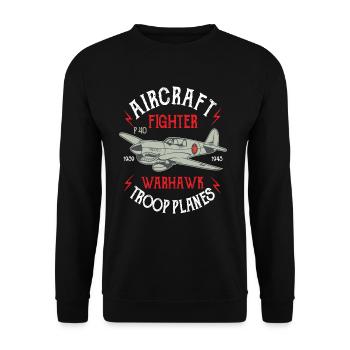Aircraft Warhawk Troop Plane Fighter Gift Flight - Unisex Pullover - Schwarz - Vorne - Alina (178cm) & Michal (187cm)