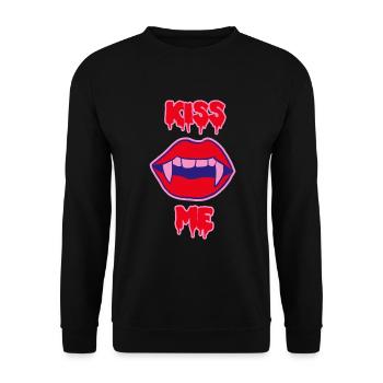 Sexy Hallowenn Vampir Lippen Kiss Me - Unisex Pullover - Schwarz - Vorne - Alina (178cm) & Michal (187cm)