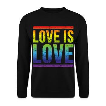 Liebe ist Liebe LBGT Homo Gay Pride Regenbogen - Unisex Pullover - Schwarz - Vorne - Alina (178cm) & Michal (187cm)