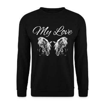 Cheval, Chevaux - Sweat-shirt Unisexe - noir - Devant - Alina (178cm) & Michal (187cm)