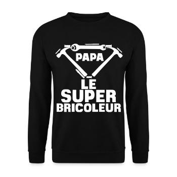 Papa le super bricoleur, idée cadeau humour père - Sweat-shirt Unisexe - noir - Devant - Alina (178cm) & Michal (187cm)