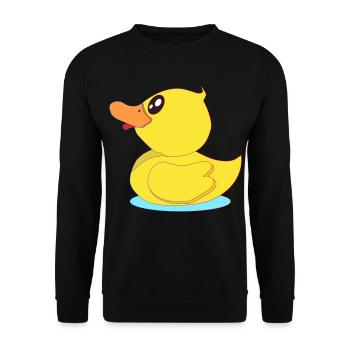 Kleine Gummi Ente - Unisex Pullover - Schwarz - Vorne - Alina (178cm) & Michal (187cm)