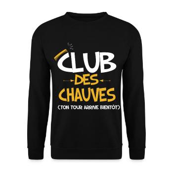Club des chauves Citation humour homme chauve - Sweat-shirt Unisexe - noir - Devant - Alina (178cm) & Michal (187cm)