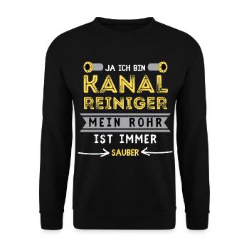 KANALREINIGER Spruch zur Kanalreinigung - Unisex Pullover - Schwarz - Vorne - Alina (178cm) & Michal (187cm)