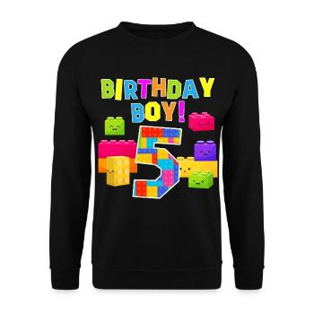 Geburtstagsjunge 5 Ziegelsteine 5. Geburtstag - Unisex Pullover - Schwarz - Vorne - Alina (178cm) & Michal (187cm)