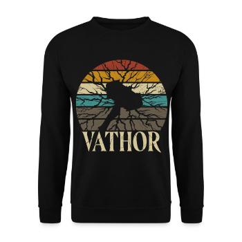 Fathor Vathor Vater Thor Hammer Vatertag Geschenk - Unisex Pullover - Schwarz - Vorne - Alina (178cm) & Michal (187cm)