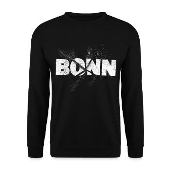Bonn Deutschland Stadt Schrift Grunge Splash - Unisex Pullover - Schwarz - Vorne - Alina (178cm) & Michal (187cm)