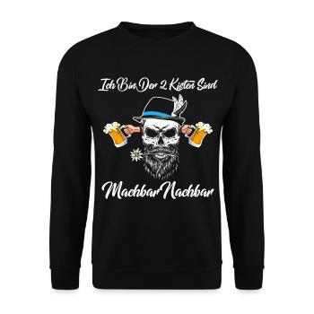 2 Kisten sind machbar Totenkopf Trachten Bier - Unisex Pullover - Schwarz - Vorne - Alina (178cm) & Michal (187cm)