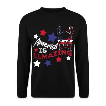 USA Funny Llama Drapeau américain 4 juillet - Sweat-shirt Unisexe - noir - Devant - Alina (178cm) & Michal (187cm)