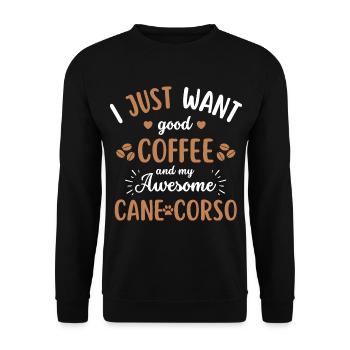 Cane Corso Café Chien Café - Sweat-shirt Unisexe - noir - Devant - Alina (178cm) & Michal (187cm)