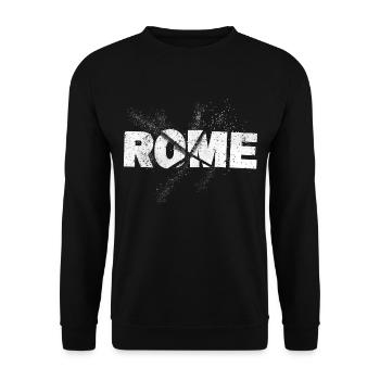 Rom Rome Italien Stadt Schrift Grunge Skyline - Unisex Pullover - Schwarz - Vorne - Alina (178cm) & Michal (187cm)