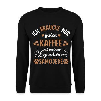 Samojede Kaffee Hund Cafe - Unisex Pullover - Schwarz - Vorne - Alina (178cm) & Michal (187cm)