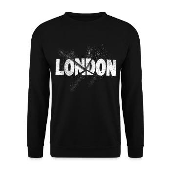 London England UK Stadt Schrift Grunge Splash - Unisex Pullover - Schwarz - Vorne - Alina (178cm) & Michal (187cm)
