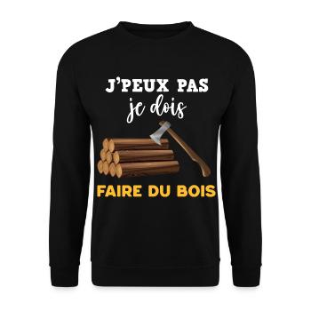 Pour Mon Bûcheron Préféré Faire du bois - Sweat-shirt Unisexe - noir - Devant - Alina (178cm) & Michal (187cm)