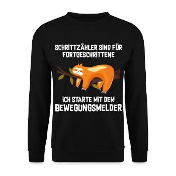 Schrittzähler Sind Für Fortgeschrittene Faultier - Unisex Pullover - Schwarz - Vorne - Alina (178cm) & Michal (187cm)