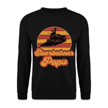 Eisenbahner Papa Eisenbahn Vater Zug Beruf - Unisex Pullover - Schwarz - Vorne - Alina (178cm) & Michal (187cm)