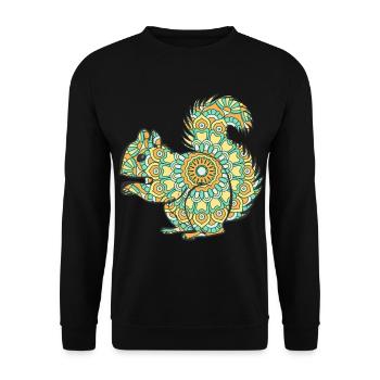 Mandala Eichhörnchen Geometrisches Muster Kunst - Unisex Pullover - Schwarz - Vorne - Alina (178cm) & Michal (187cm)