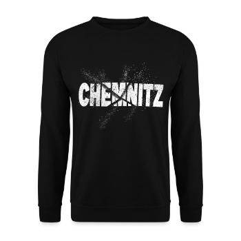 Chemnitz Germany City Font Grunge Splash - Unisex Sweatshirt - black - Front - Alina (178cm) & Michal (187cm)