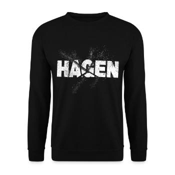 Hagen Allemagne City Font Grunge Splash - Sweat-shirt Unisexe - noir - Devant - Alina (178cm) & Michal (187cm)