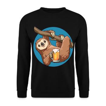 Lustiges Faultier Bierglas Bier - Unisex Pullover - Schwarz - Vorne - Alina (178cm) & Michal (187cm)