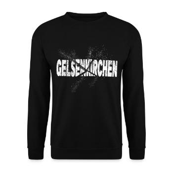 Gelsenkirchen Deutschland Schrift Grunge Splash - Unisex Pullover - Schwarz - Vorne - Alina (178cm) & Michal (187cm)