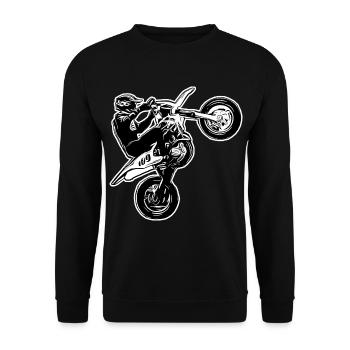 Supermoto / Supermotard / Supermoto Wheelie Biker - Unisex Pullover - Schwarz - Vorne - Alina (178cm) & Michal (187cm)