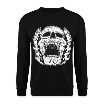 Skull Skull Horror Skeleton Halloween Metal - Unisex Sweatshirt - black - Front - Alina (178cm) & Michal (187cm)
