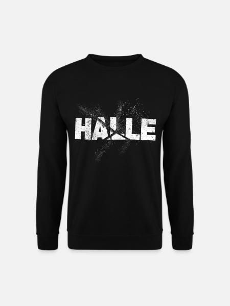 Halle Deutschland Stadt Schrift Grunge Splash - Unisex Pullover - Schwarz