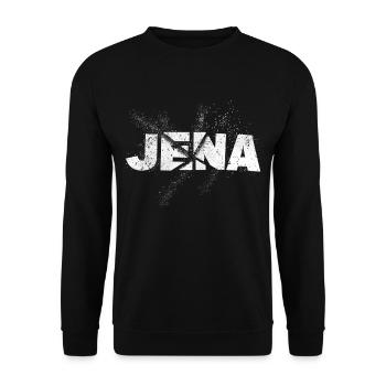 Jena Deutschland Stadt Schrift Grunge Splash - Unisex Pullover - Schwarz - Vorne - Alina (178cm) & Michal (187cm)