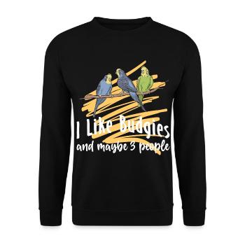 Budgerigar Pet Bird | Birds Gift Ideas - Unisex Sweatshirt - black - Front - Alina (178cm) & Michal (187cm)