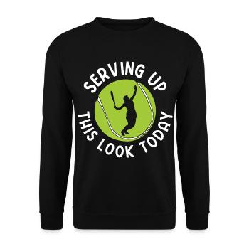 Tennisplatz Spruch Für Tennis - Unisex Pullover - Schwarz - Vorne - Alina (178cm) & Michal (187cm)