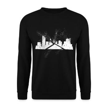 Bonn Deutschland Stadt Skyline Grunge Splash - Unisex Pullover - Schwarz - Vorne - Alina (178cm) & Michal (187cm)