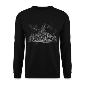 Frankfurt Germany City Skyline Grunge Splash - Unisex Sweatshirt - black - Front - Alina (178cm) & Michal (187cm)