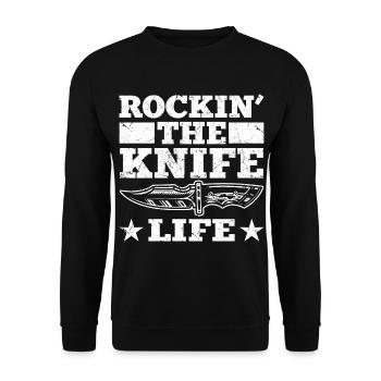Knife collector gift idea | Knives Collection Hobby - Unisex Sweatshirt - black - Front - Alina (178cm) & Michal (187cm)