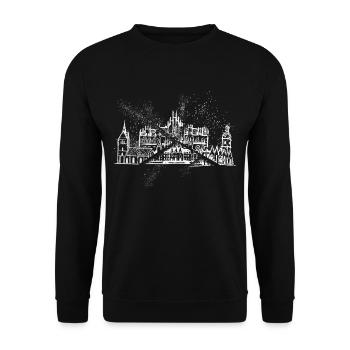 Hanovre Allemagne Ville Skyline Grunge Splash - Sweat-shirt Unisexe - noir - Devant - Alina (178cm) & Michal (187cm)