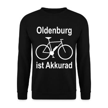 Oldenburg ist Akkurad Fahrrad E-Bike v3 - Unisex Pullover - Schwarz - Vorne - Alina (178cm) & Michal (187cm)