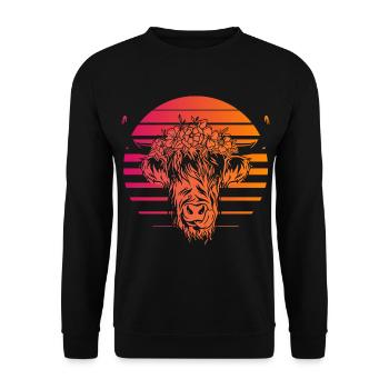 Scottish Highlands Highland Cattle Highland Cow - Unisex Sweatshirt - black - Front - Alina (178cm) & Michal (187cm)
