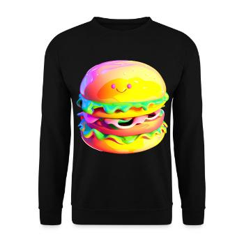 Colorful kawaii hamburger - Unisex Sweatshirt - black - Front - Alina (178cm) & Michal (187cm)