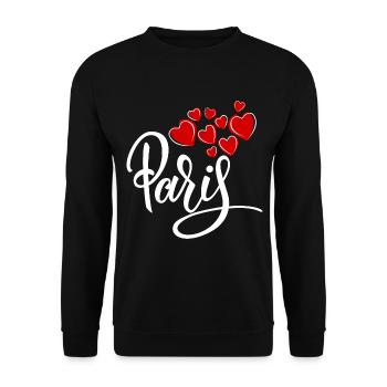 Paris Herzen Liebe Schrift Frankreich Stadt Kunst - Unisex Pullover - Schwarz - Vorne - Alina (178cm) & Michal (187cm)