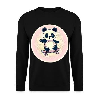 Skateboard panda in sunset - Unisex Sweatshirt - black - Front - Alina (178cm) & Michal (187cm)