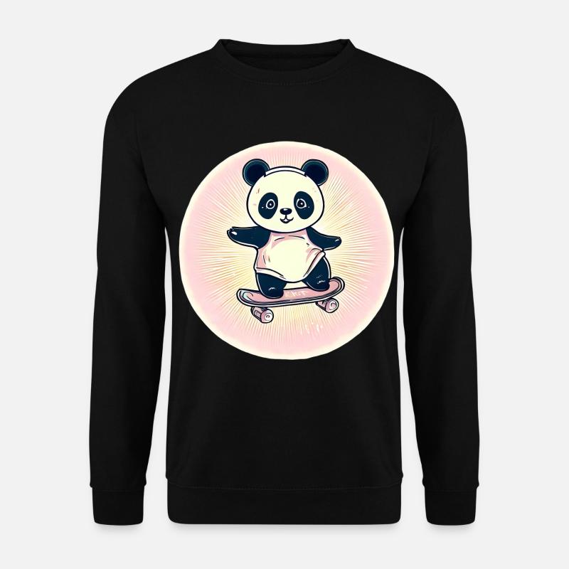 Skateboard panda in sunset - Unisex Sweatshirt - black