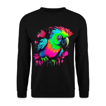 Perroquet dans le style graffiti - Sweat-shirt Unisexe - noir - Devant - Alina (178cm) & Michal (187cm)