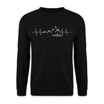 Love Nature Mountains Heart Rate ECG - Graphic Design - Unisex Sweatshirt - black - Front - Alina (178cm) & Michal (187cm)