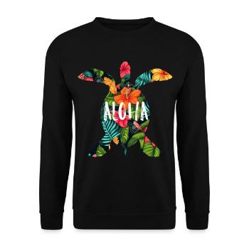 Hawaii Aloha Schildkröte Urlaub Geschenk Party - Unisex Pullover - Schwarz - Vorne - Alina (178cm) & Michal (187cm)