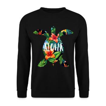 Hawaii Aloha Schildkröte Urlaub Geschenk Party - Unisex Pullover - Schwarz - Vorne - Alina (178cm) & Michal (187cm)
