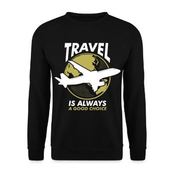 Urlaub Reisen Flugzeug Sonne Meer Strand - Unisex Pullover - Schwarz - Vorne - Alina (178cm) & Michal (187cm)