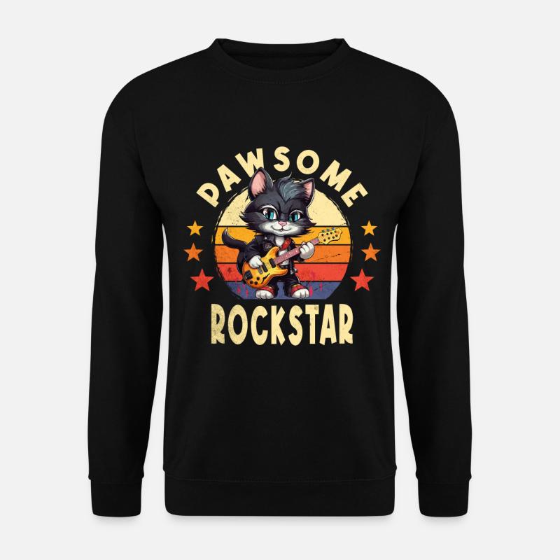 Katze Tier E-Gitarre Gitarrist Pawsome Rock Star - Unisex Pullover - Schwarz
